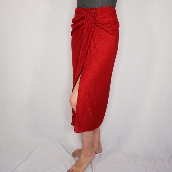 L'ACADEMIE Red Jacquard The Maryam Skirt NWT - Picture 5 of 6